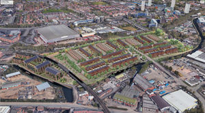 An artists impression of the proposed Canalside South regeneration project in Wolverhampton (Wavensmere)
