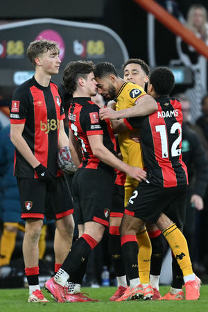 Matheus Cunha saw red against Bournemouth. (Photo by JUSTIN TALLIS/AFP via Getty Images)          
