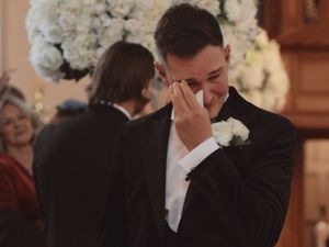 Supporting image for story: 'You're going to marry my mummy' - Watch groom break down in tears as he hears daughter's adorable wedding day message