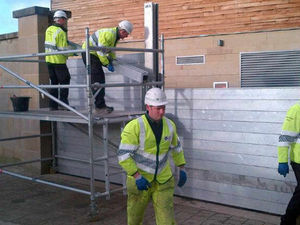 Supporting image for story: Flood barriers go back up in Shropshire as train passengers face delays