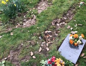 Damage caused at the cemetery