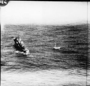 HMS Anthony rescuing survivors from a lifeboat from City of Benares which had been adrift for eight days