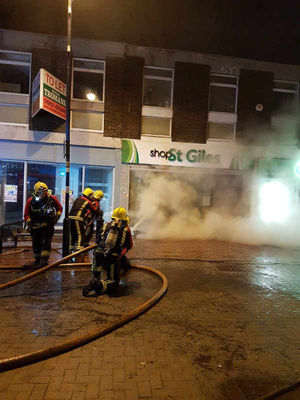 Firefighters tackle the blaze, picture: Bilston Fire Station