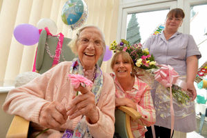 Gertrude with carers Pat Beardsmore 53 from Parkfields and Sarah Thomas 44 from Bilston