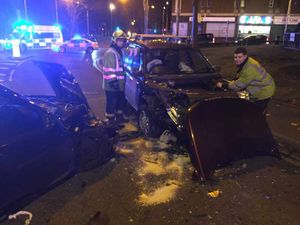 Emergency services at the scene in Central Drive, Bilston. Photo: @WMFSDudley