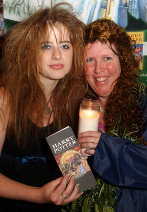 July 2007 at the grand launch of the latest Harry Potter Book at Enginuity. Mollie Muscutt (left) and Anna Dreda from Wenlock Books.