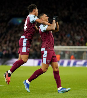 Aston Villa's Diego Carlos celebrates scoring their side's first goal