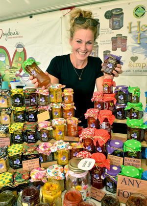 Thea Wilson from Heather's Harvest with their range of jams and chutne