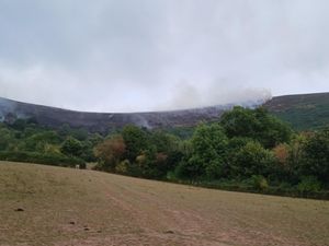 The wildfire in the Llangorse area