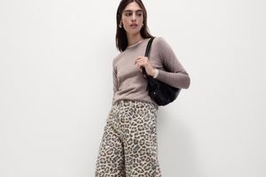 Leopard Print Wide Leg Jeans £45