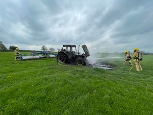Pictures posted on Twitter by Jim Barker, Shropshire Fire and Rescue Service's Assistant Group Commander for Shropshire Rural West, show fire crews dealing with the incident. Picture: @SFRS_JimBarker