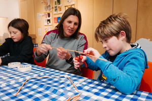 At the lantern making workshop are from left Evie Rodenhurst 10, Rosie Rodenhurst and George Rodenhurst 8 - from Oswestry.