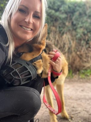 Dog walker and business owner, Cheryl Gibson, immediately fell in love with the "beautiful" pup