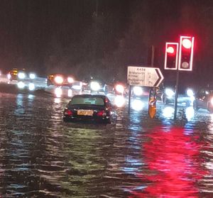 A picture taken of the flood at Stewponey last nigt. Picture: David Spruce/Facebook