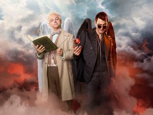Michael Sheen, left, in Good Omens