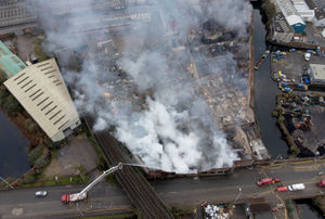 50 firefighters remain at the scene