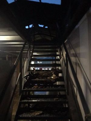 A gutted stairwell in the building
