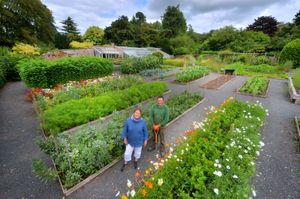 Katharine Wheeler and gardener Len Davies.