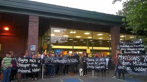Protesters at Morrisons in Oswestry