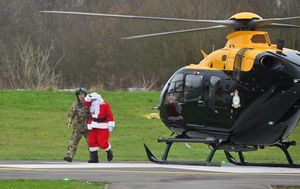 RAF Shawbury arranged for Santa to visit the PRH via helicopter