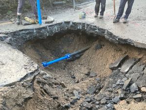 Supporting image for story: Burst water pipe closes Oswestry road to Welsh border 