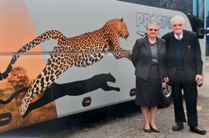 The late Ros Hadley pictured with her father Geoff Watts at Prospect Coaches