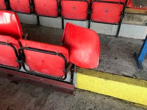 Vandalised seats at Market Drayton FC