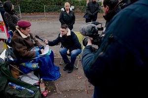 Gus Hales staging his protest