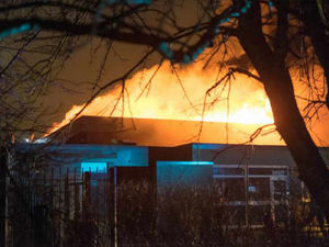 Supporting image for story: IN PICTURES: Dozens of firefighters tackle huge blaze at Wednesfield school caused by arson attack