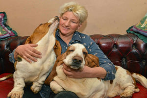 Jane Titley from Market Drayton with her dogs Bramble and Bombadier