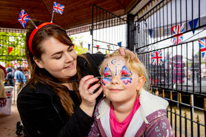 Nichola Jones, from Rainbow Faces, with Emily Dunning aged seven from Great Wyrley