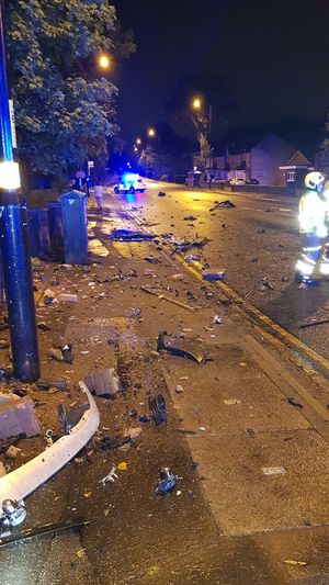 Debris was strewn across the road. Photo: West Midlands Fire Service