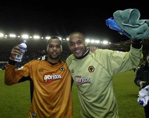 Academy graduates Joleon Lescott and Matt Murray are all smiles at full time
