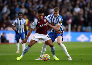 Aston Villa's Ollie Watkins (left) and Brighton and Hove Albion's Adam Webster