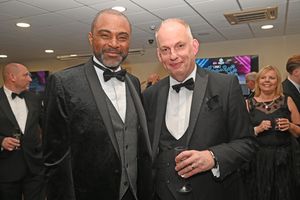 BUSINESS COPYRIGHT NATIONAL WORLD TIM STURGESS 13/11/24.  Ladder for the Black Country  Apprentice Awards 2024 .The Richardson Suite at West Bromwich Football Club. Pictured, Kevin Davis and Jonathan Foot.