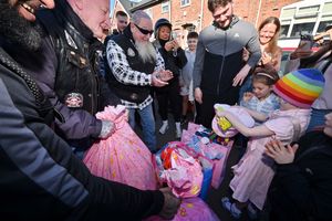 The bikers brought hats and presents for Winnie. Photo: Steve Leath