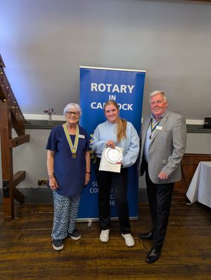 AG Elaine Sharp, Ellie Pritchard and Cannock Rotary club president David Marklew