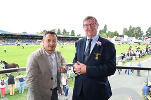 S4C Chief Executive, Geraint Evans and Royal Welsh Agricultural Society Chair of Board, Prof. Wynne Jones launching the prize
