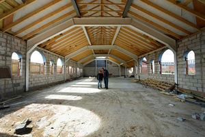 Surinder Mehmi and cousin Aaron Kumar Mall, aged 9, inside the development