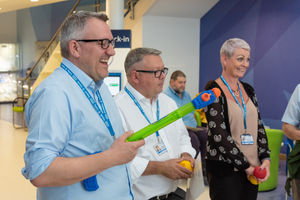 Mark Brandreth, chief executive, Simon Adams, associate director of IM&T and Sophie Hodge, booking clerk, ready for their go in the command task