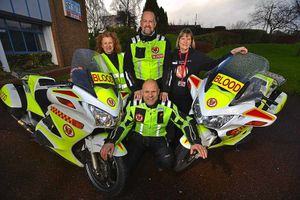Riders Paul Collyer from Telford and Steve Clarke from Wem with controllers Lee Collyer, left, from Telford and Helen Bundy from Gnosall
