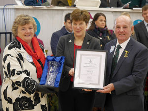 Supporting image for story: A Builth Wells woman has been presented with the prestigious John Gittins Memorial Award at the Winter Fair.