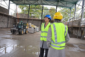 Well under way, estates manager Sarah Darrall inspects Concord College’s latest development of accommodation and sports facilities