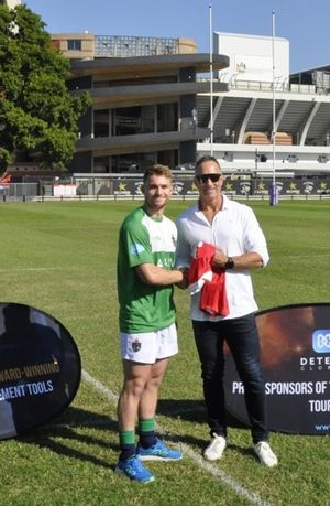 Joe is pictured with Stefan Terblanche, who won 37 caps for South Africa's national team. Photo: West Midlands Police