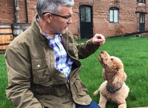 Nick Jones with his dog Ruby. Photo: Megan Howe 
