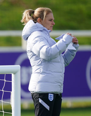 England head coach Sarina Wiegman during a training session at St.George's Park, Burton. 