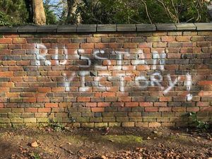 Supporting image for story: 'Appalling' pro-Russian graffiti sprayed on park wall