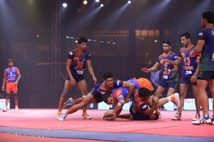 Action from a Kabaddi match.