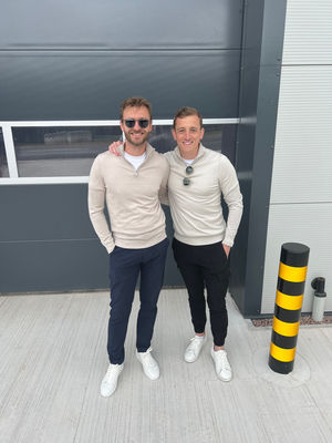 George Mason (l) Bradley Henwood (r) at the new Stafford warehouse