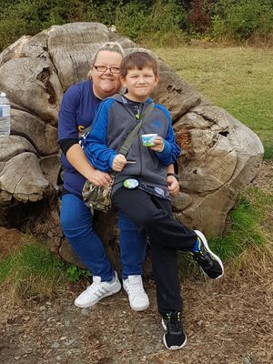 Zoe Wall with her son